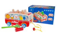 AUTOBUS DREWNO ZABAWKA DLA DZIECI DREWNIANA WBIJAK ZBIJAK Z MŁOTKIEM