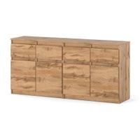 Komoda Drewniana Nowoczesna Dąb Wotan Duża Szafka Salon 4 Szuflady 160cm