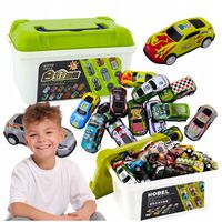 ZESTAW SAMOCHODÓW AUTEK RESORAKÓW W SKRZYNCE KUFERKU WALIZCE METAL 30 SZT