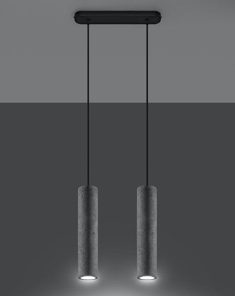 Betonowa LAMPA wisząca SL.0654 tuba OPRAWA ZWIS okrągły na listwie szare czarne zdjęcie 3