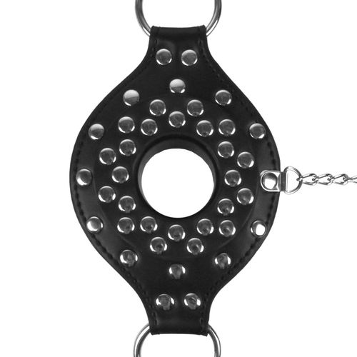 open mouth gag head harness with plug stopper   black na Arena.pl