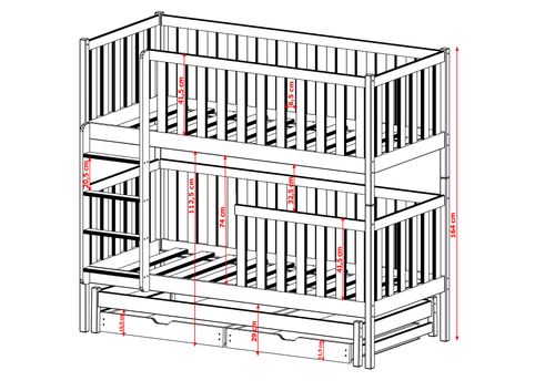ŁÓŻKO PIĘTROWE LEA 90X190 3- osobowe na Arena.pl