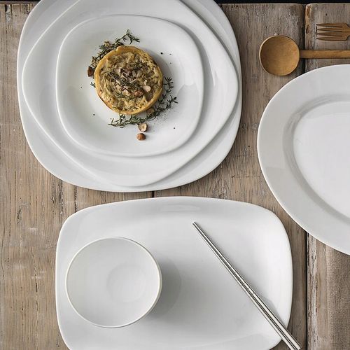 Serwis obiadowy na 12 osób kwadratowy do zmywarki biały 36e szkło hartowane na Arena.pl