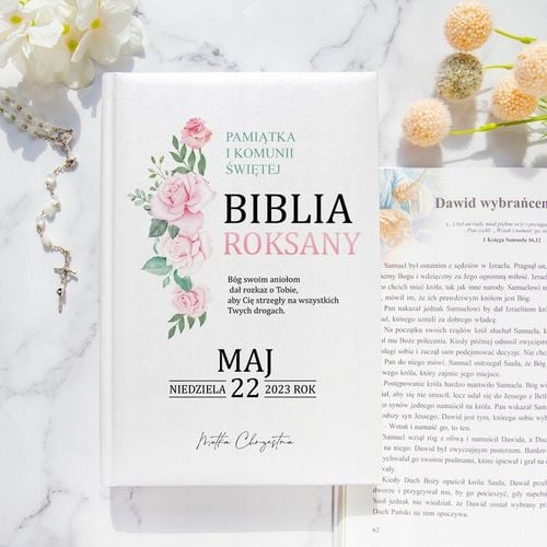 BIBLIA OBRAZKOWA Pamiątka KOMUNII ŚWIĘTEJ TWOJE IMIĘ PREZENT OD CHRZESTNEGO na Arena.pl