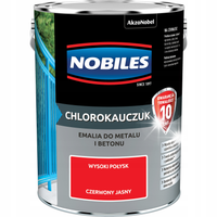 NOBILES FARBA CHLOROKAUCZUKOWA DO METALU I BETONU CZERWONY JASNY POŁYSK 5L