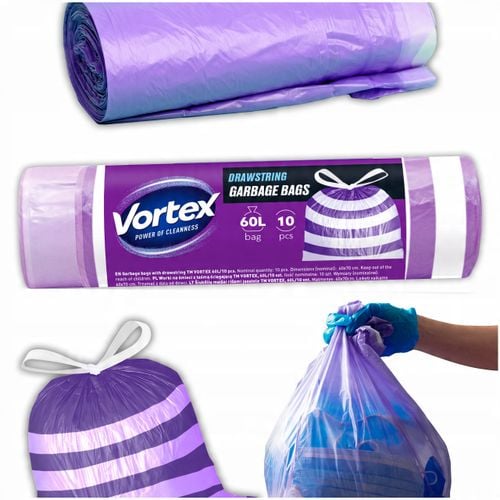vortex worki na śmieci z taśmą ściągającą hdpe 60x65cm fioletowo białe na Arena.pl