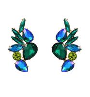 wizytowe KOLCZYKI z listkami cyrkoniami niebieski zielony odcienie kolory