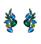 wizytowe KOLCZYKI z listkami cyrkoniami niebieski zielony odcienie kolory