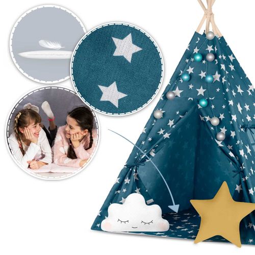 Namiot tipi dla dzieci ze światełkami Nukido - niebieski na Arena.pl