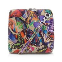 VERA PELLE torebka skórzana listonoszka stożek z paskiem V276 z motylami