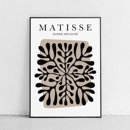 Plakat matisse czarny liść 50x70 cm w czarnej ramie na Arena.pl