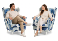 Fotele uszak skandynawskie niebieskie groszki Glamour Design Family Meble