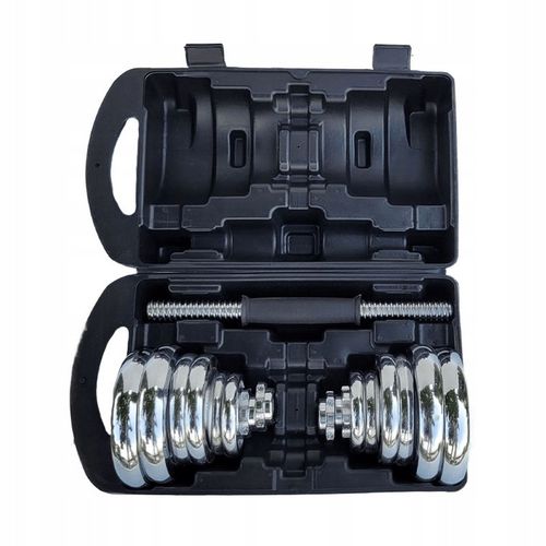 Hantle żeliwne 2x10kg WALIZKA regulowane chromowane zestaw talerze gryfy na Arena.pl