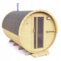 Sauna ogrodowa fińska Tonne 3,6 x 2,2 m z zabudowanym przedsionkiem