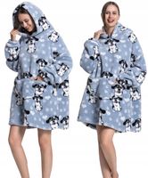 KOCOBLUZA DAMSKA KOC BLUZA PIŻAMA POLAR Z KAPTUREM DŁUGA CIEPŁA PIES