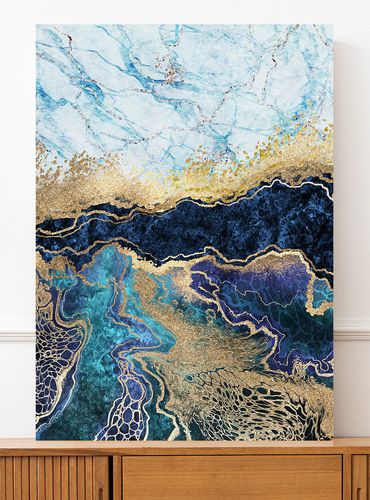 Plakat abstrakcja złota niebieska 70x100 cm na Arena.pl