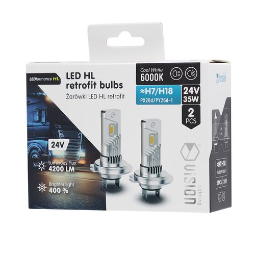 Żarówki VISION LED retrofit H7/H18 HL 24V 35W 4200 lm 6000K, CANBUS, 2 szt. na Arena.pl