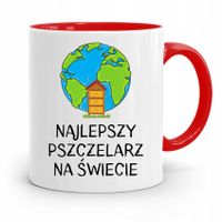 Kubek Czerwony Pszczelarza Najlepszy Na Świecie Z Nadrukiem Ze Zdjęciem