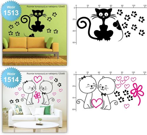NAKLEJKI na ścianę KOTY KOT KOTKI naklejki 100cm na Arena.pl
