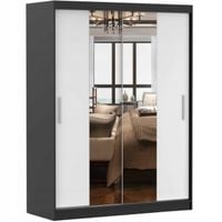 Szafa przesuwna VISTA 01 150x61 CZARNY/BIAŁY+LUSTRO półki PRODUCENT