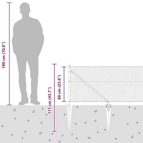 Ogrodzenie z słupkami Srebrny 0.6 x 100 m Stal pokryta PCV na Arena.pl