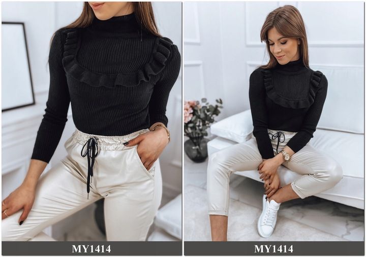 PRĄŻKOWANY SWETER DAMSKI GOLF KOLORY ox127 UNI zdjęcie 6