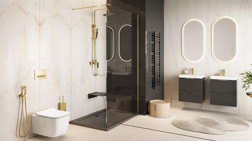 Glad bateria umywalkowa stojąca wysoka, złoty połysk na Arena.pl