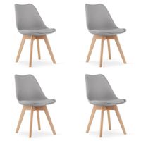 Krzesło szare skandynawskie MARK nogi bukowe 4 szt. loft kuchnia jadalnia