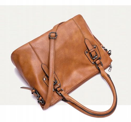 TOREBKA WOREK NA RAMIĘ brąz czarna SHOPPER DO RĘKI pasek jakość na Arena.pl