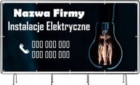 BANER REKLAMOWY na siatce mesh 100x50 cm INSTALACJE ELEKTRYCZNE REKLAMA