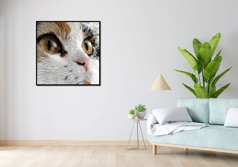 Plakat 90x90cm Nitkowany Kot zdjęcie 4