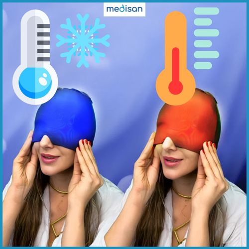 Opaska na głowę migrenę ból żelowa kompres chłodząca zaciemniająca czapka na Arena.pl