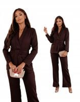 ELEGANCKI GARNITUR SPODNIE Z ŻAKIETEM MARYNARKA Z PASEM POLSKI PRODUKT