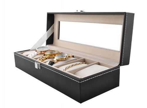 Pudełko na Zegarki Etui Organizer na 6 Zegarków Elegancka Szkatułka Prezent na Arena.pl