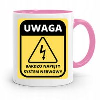 Kubek Różowy Śmieszny Zabawny Uwaga Napięty System Z Nadrukiem Ze Zdjęciem