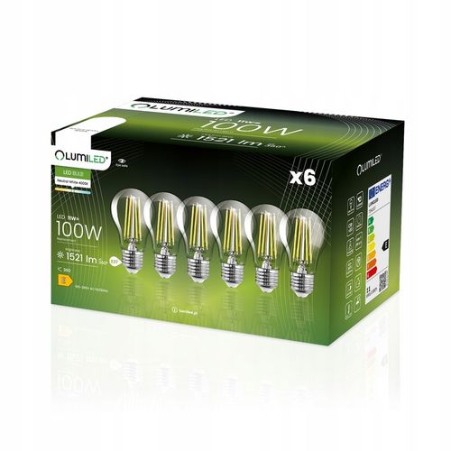 6x Żarówka LED E27 A60 11W = 100W 1521lm 4000K Neutralna FILAMENT na Arena.pl