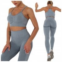 KOMPLET SPORTOWY legginsy bezszwowe top siłownia S