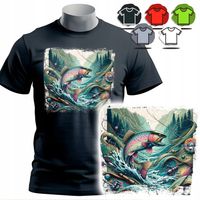 KOSZULKA T-SHIRT MĘSKI WZORY DO WYBORU - WĘDKARSKIE RYBY - M
