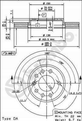 TARCZA HAM PRZOD 285X25 V BREMBO na Arena.pl