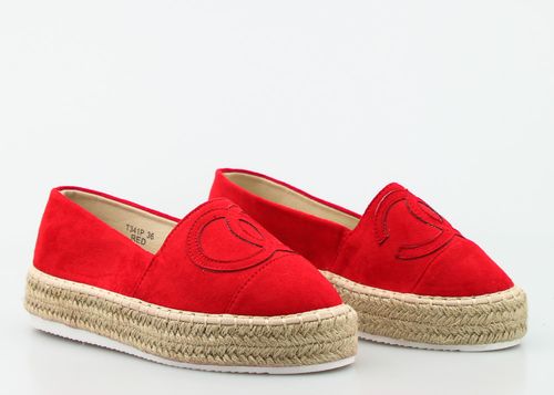 CZERWONE ESPADRYLE PLATFORMY MODNE ZAMSZ LOGO 41 na Arena.pl