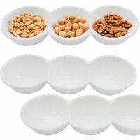 SALATERKA POTRÓJNA OWALNA 28CM BIAŁA PORCELANA NA PRZEKĄSKI DIPY SOSY