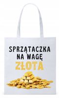 Torba Biała Eco Shopper Dla Sprzątaczki Prezent Z Nadrukiem Ze Zdjęciem