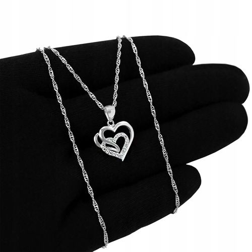 SREBRNY NASZYJNIK SERCE ŁAŃCUSZEK Z ZAWIESZKĄ SREBRO 925 + RÓŻA WIECZNA LED na Arena.pl