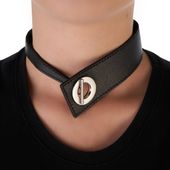 skórzana obroża czarna kołnierzyk choker collar sessuale 35s01u