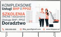 BANER REKLAMOWY oczkowany 100x50cm projekt w cenie USŁUGI BHP PPOŻ