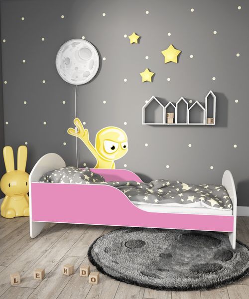 Łóżko dziecięce LEO2 140x70 biało-różowe zdjęcie 2