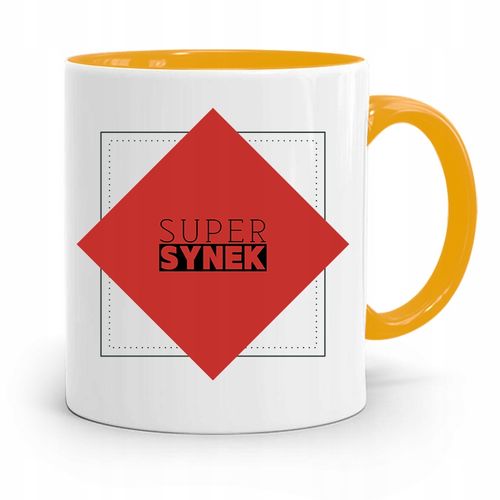 Kubek Żółty Prezent Dla Syna Dziecka Super Synek Z Nadrukiem Ze Zdjęciem na Arena.pl