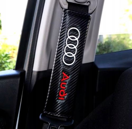 NAKŁADKI OSŁONKI NA PASY DO SAMOCHODU AUDI TUNING Carbon LOOK HAFTOWANE na Arena.pl