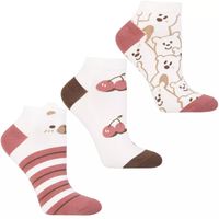 Skarpetki Damskie Stopki z Motywem Misia i Pasków Bawełna 3pary MORAJ 38-41
