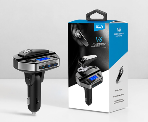 Transmiter V6 wraz ze słuchawką bezprzewodową z funkcją Bluetooth na Arena.pl